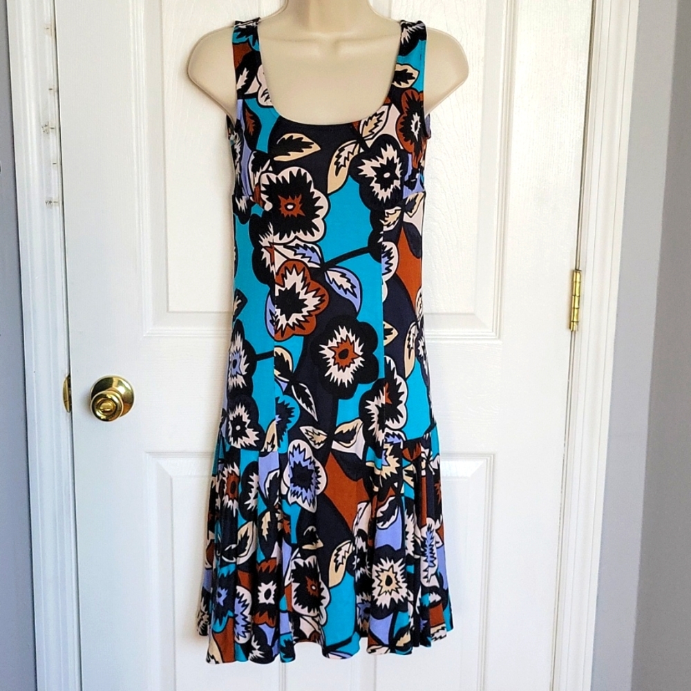Diane Von Furstenberg silk abstract floral drop waist midi casual dress 2